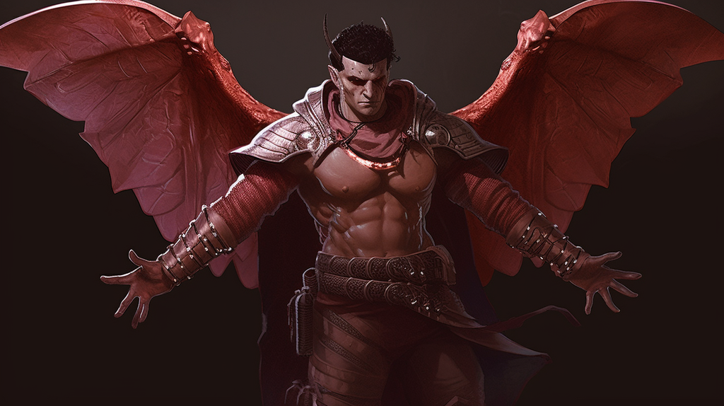 A horned man with bat wings